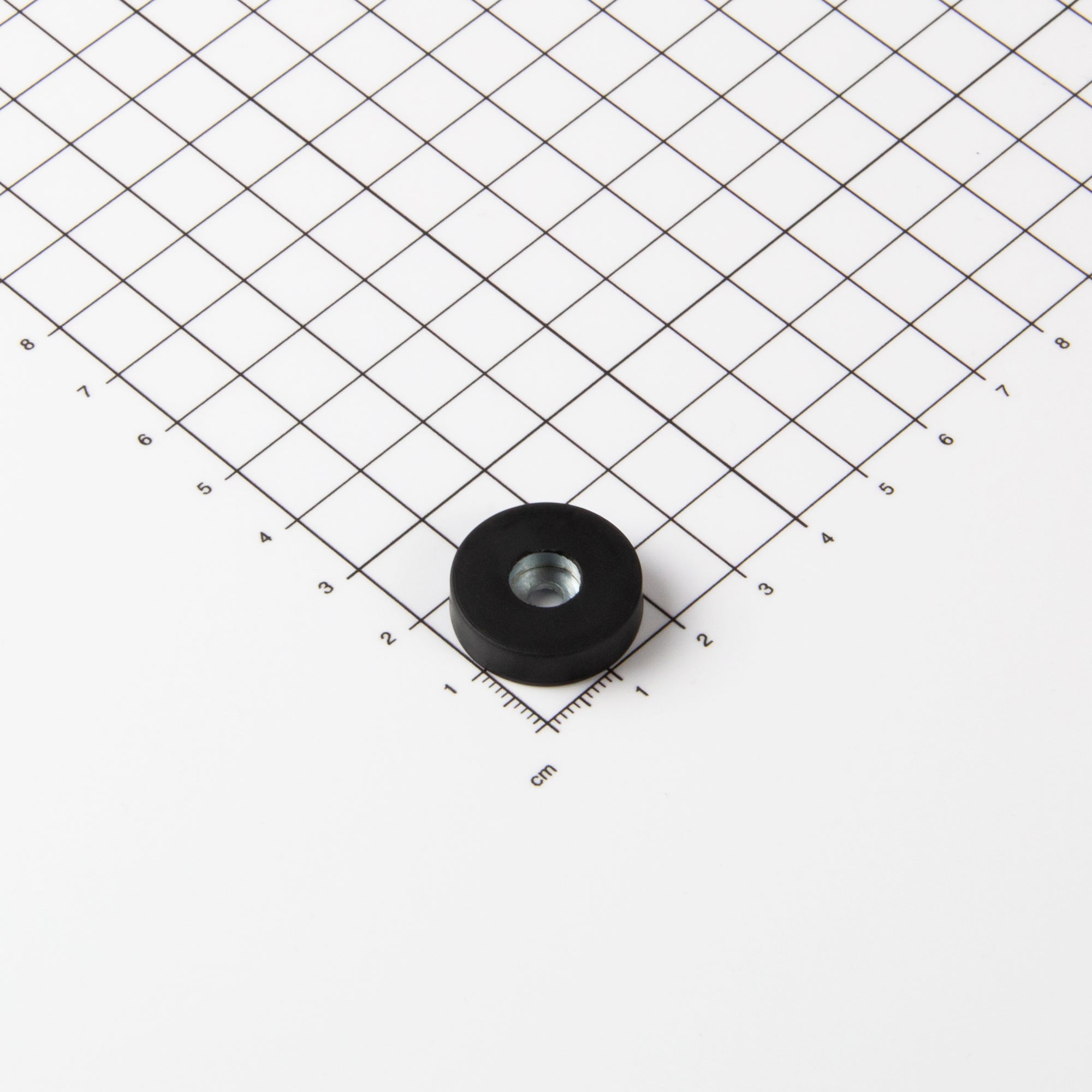 Gummierter Magnet Ø22x6mm mit zylindrischer Senkung