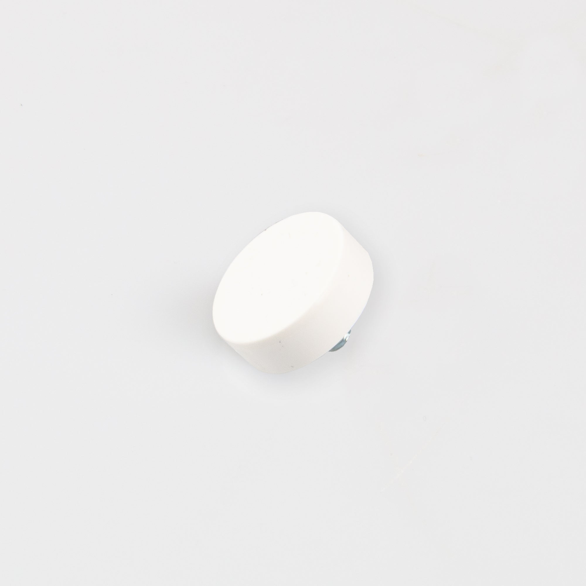 Gummierter weißer Magnet Ø18x6mm mit Gewindezapfen M4 Haftfläche