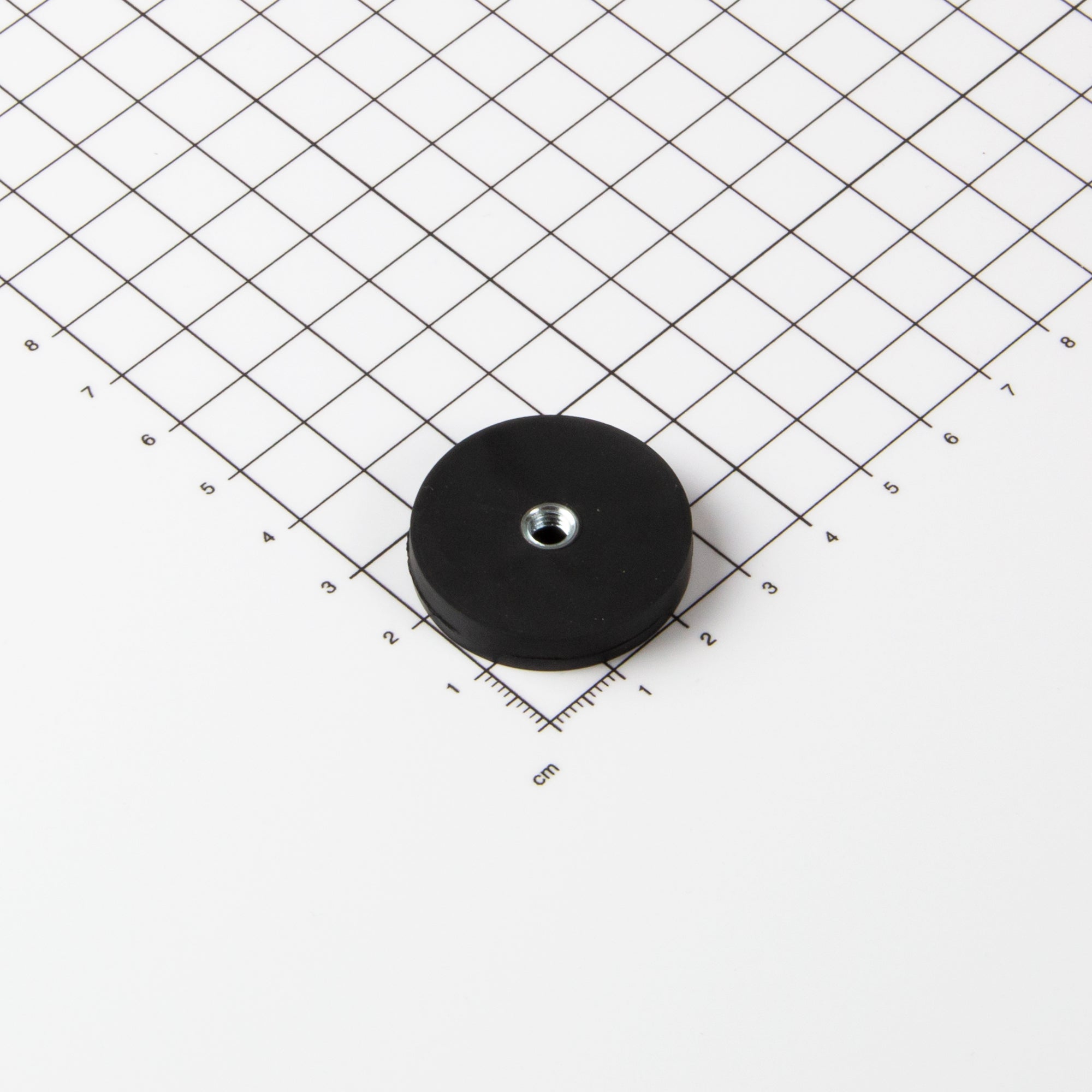 Gummiertes schwarzes Magnetsystem Ø31x6mm mit Innengewinde M5