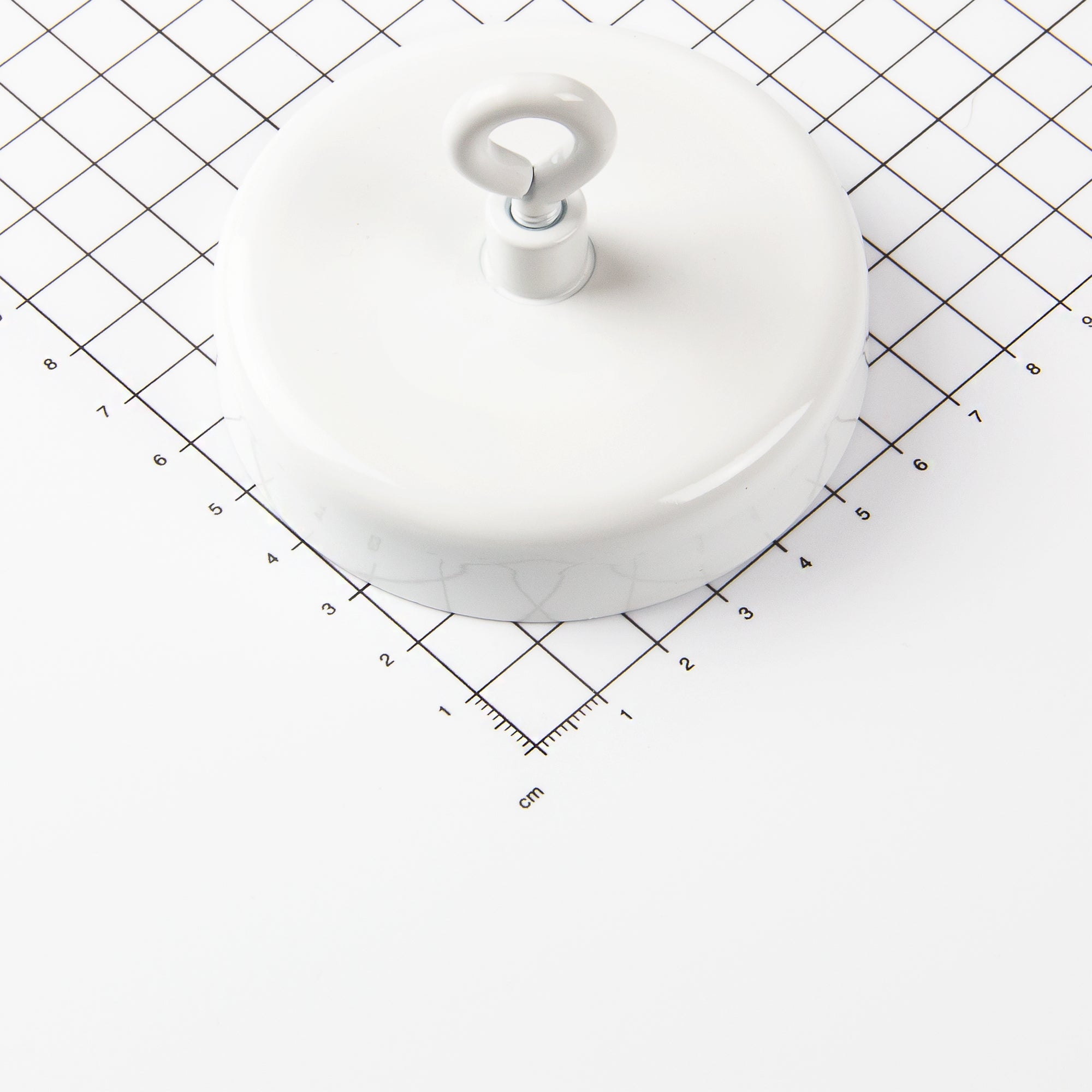 Weißer Ferrit Flachgreifer mit Gewindebuchse M10 Ø80x34mm mit Haken