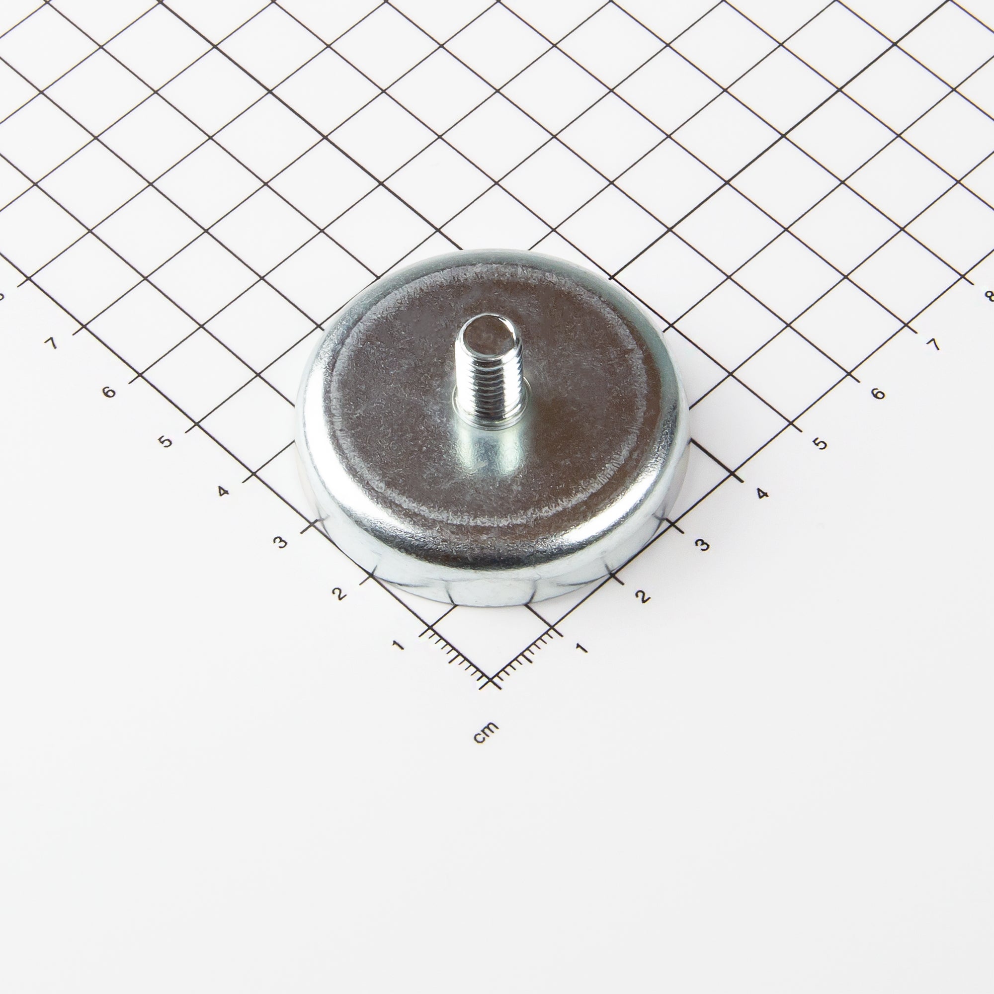 Neodym Flachgreifer mit Gewindezapfen M8 und der Abmessung Ø47x9,2mm