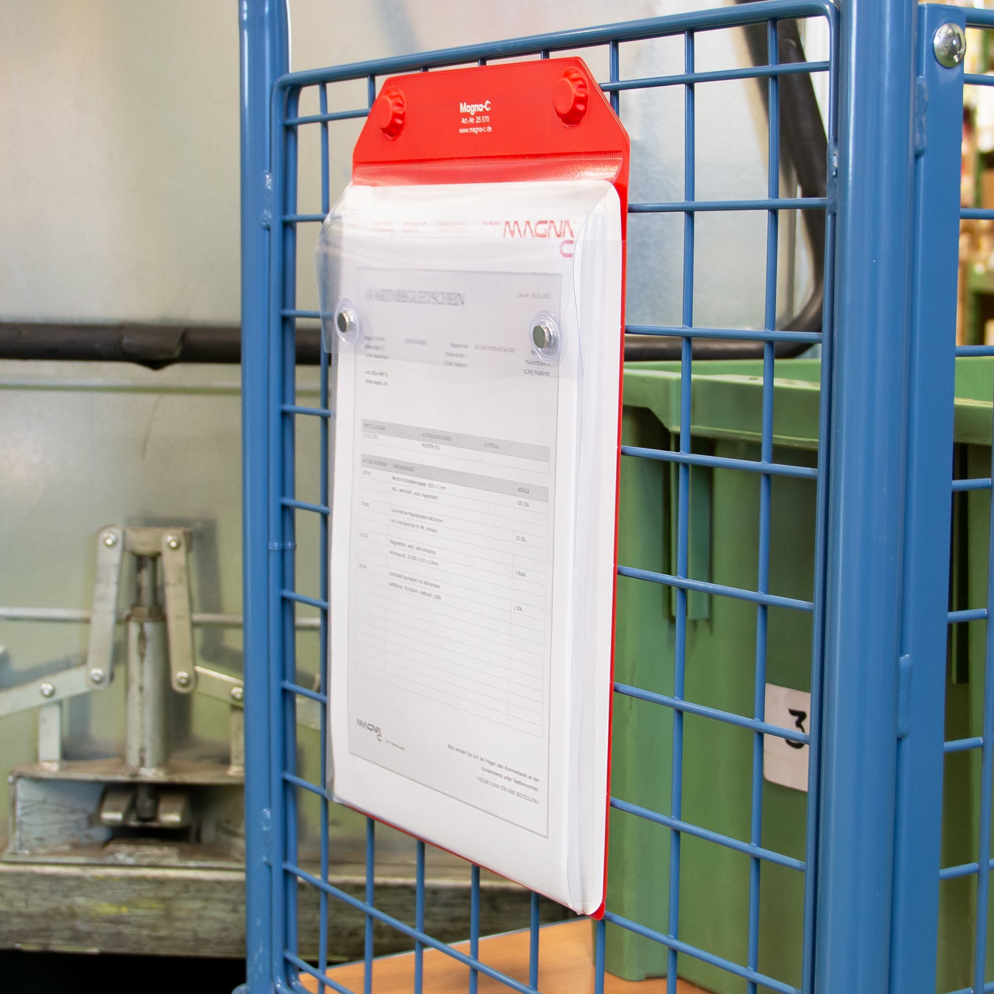 Magnetische XXL-Tasche für DIN A4 hoch an Gitterbox